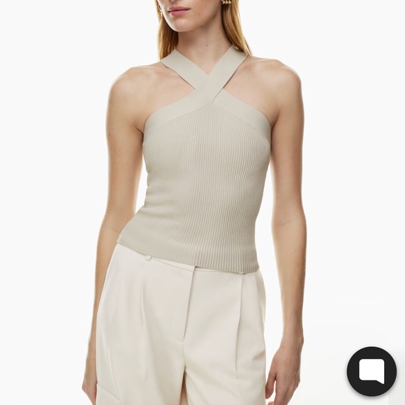 Aritzia babaton sculpt knit criss cross chocolate brown tank - Picture 1 of 4